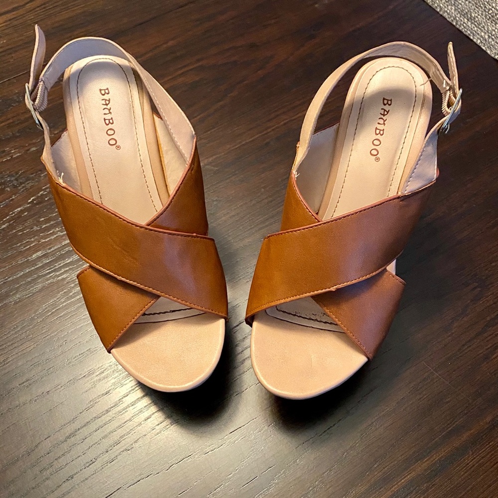 Brown wedge heels